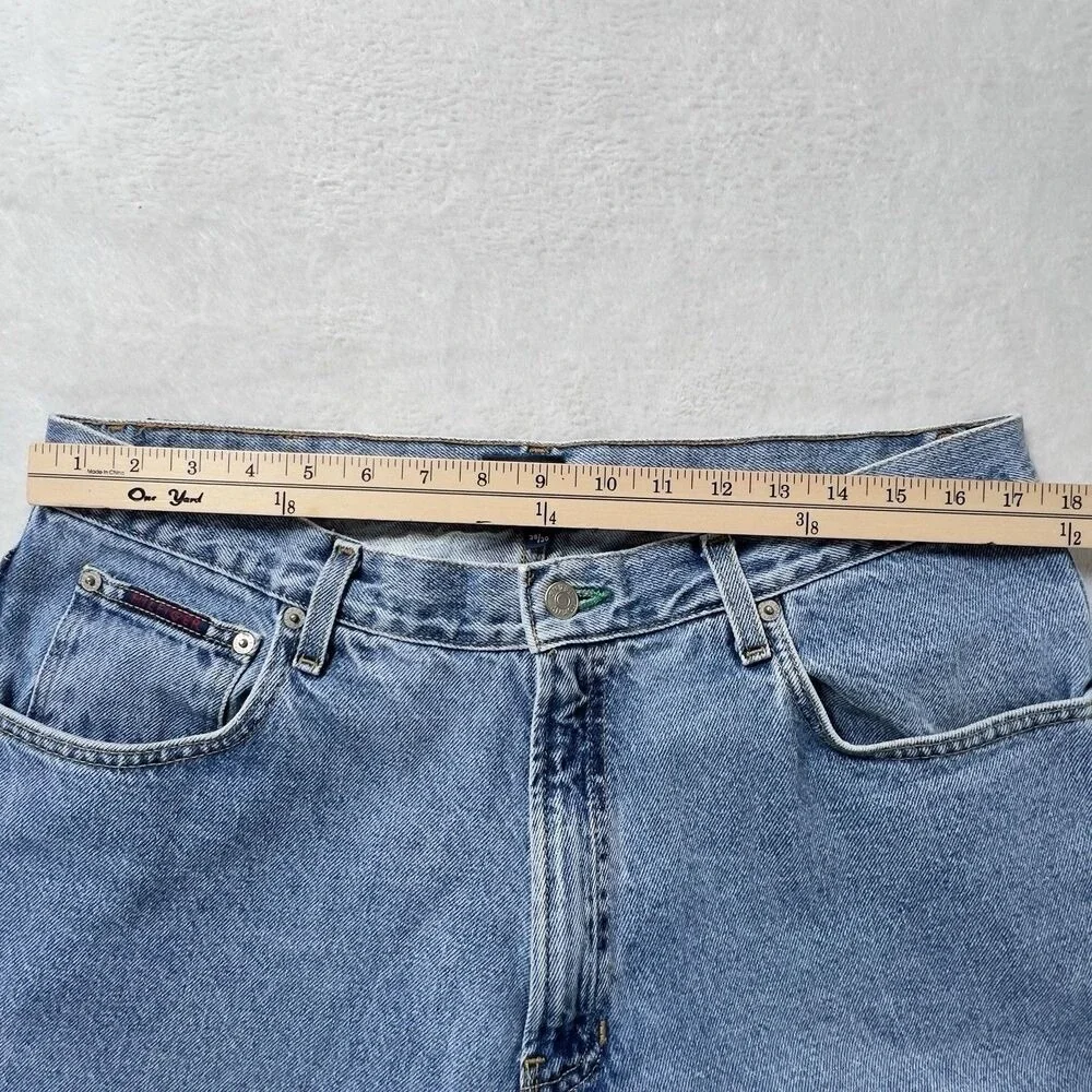 Vtg Tommy Hilfiger Jeans Mens Sz 38/30 Fits 34x29 Blue Baggy Tapered Y2K 90s